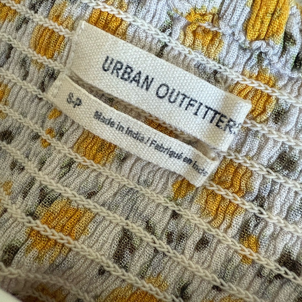 Urban Outfitters Cream and Mustard Open-Weave Knit Top